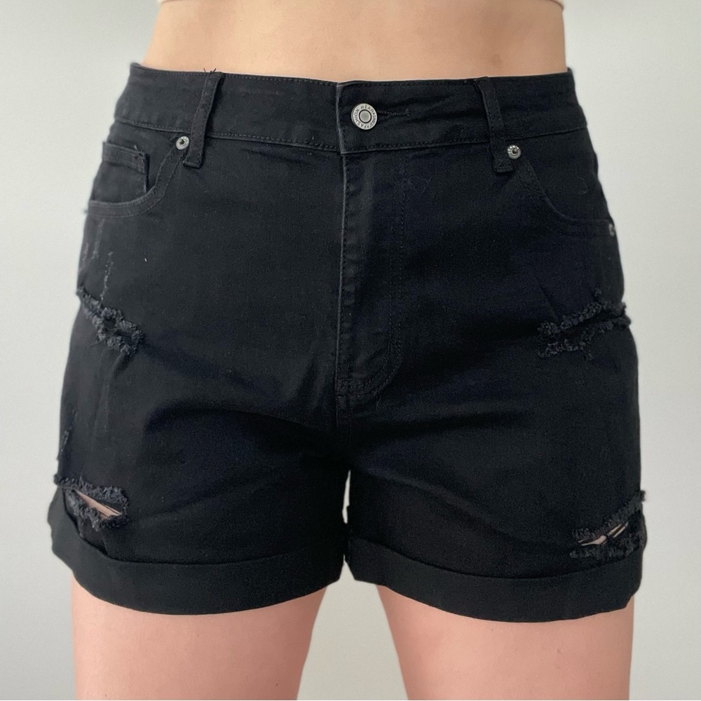 High waisted Stretchy Black Denim Shorts Size XL